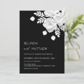 Zwart-Wit 3D Bloemen Bruiloft Kaart (Staand voorkant)