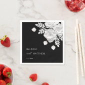 Zwart-Wit 3D Bloemen Bruiloft  Servet (Insitu)