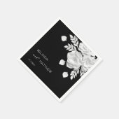 Zwart-Wit 3D Bloemen Bruiloft  Servet (Hoek)