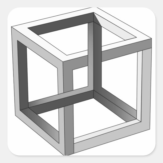 Zwart-wit 3D kubus abstract geometrisch Vierkante Sticker (Voorkant)