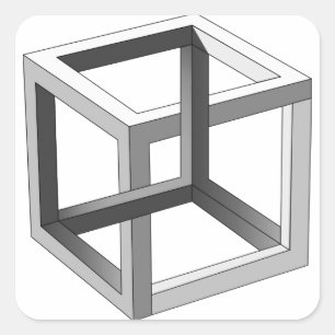 Zwart-wit 3D kubus abstract geometrisch Vierkante Sticker