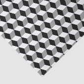 Zwart-wit 3D-kubus geometrisch Abstract patroon Tissuepapier (Detail)
