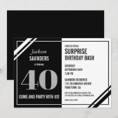 Zwart Wit 40e Verrassing Verjaardag Bash Kaart (Voorkant / Achterkant)