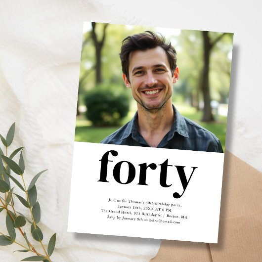 Zwart-wit 40ste verjaardag kaart