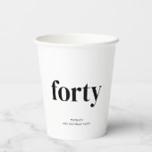 Zwart-wit 40ste verjaardag papieren bekers (Achterkant)