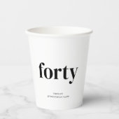 Zwart-wit 40ste verjaardag papieren bekers (Voorkant)