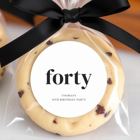 Zwart-wit 40ste verjaardag ronde sticker