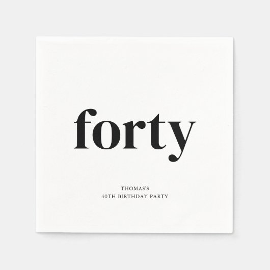 Zwart-wit 40ste verjaardag servet (Voorkant)