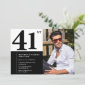 Zwart-wit 41e verjaardag foto kaart (Staand voorkant)