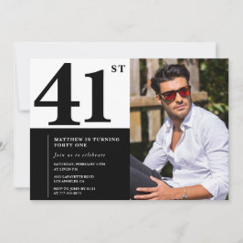 Zwart-wit 41e verjaardag foto kaart