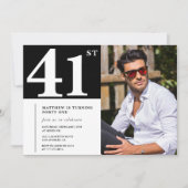Zwart-wit 41e verjaardag Uitnodigingen Foto (Voorkant)