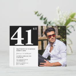 Zwart-wit 41e verjaardag Uitnodigingen Foto