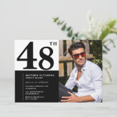 Zwart-wit 48e verjaardag foto kaart (Staand voorkant)