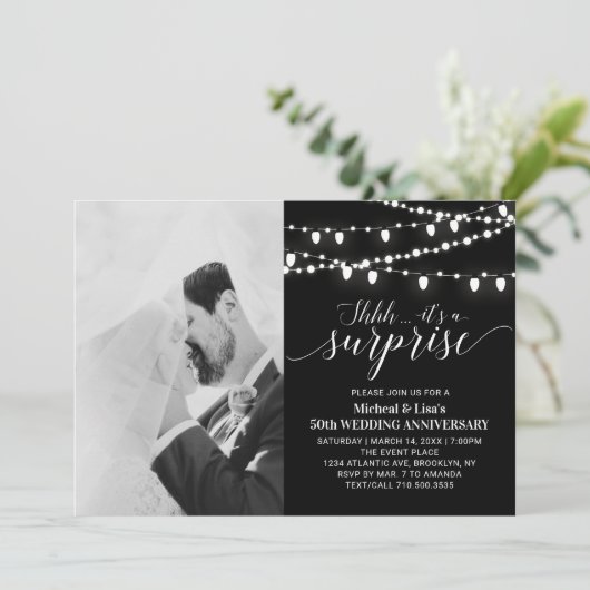 Zwart & Wit 50ste foto huwelijksjubileum Kaart (Staand voorkant)