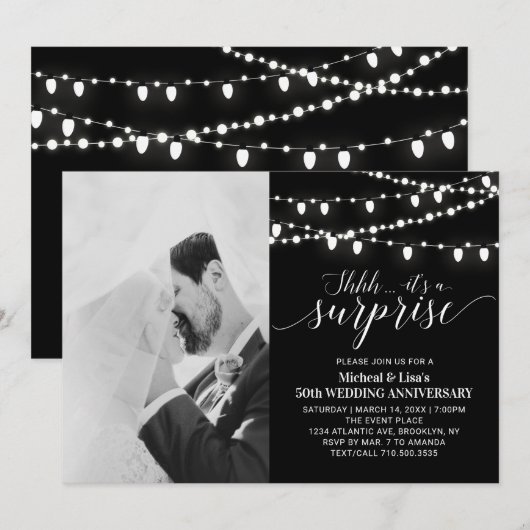 Zwart & Wit 50ste foto huwelijksjubileum Kaart (Voorkant / Achterkant)