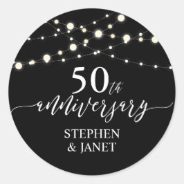 Zwart & Wit 50ste huwelijksjubileum viering Ronde Sticker