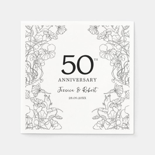 Zwart Wit 50ste Jubileum Servet (Voorkant)