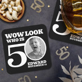 Zwart-wit 50ste verjaardag foto kijken wie is kartonnen onderzetters