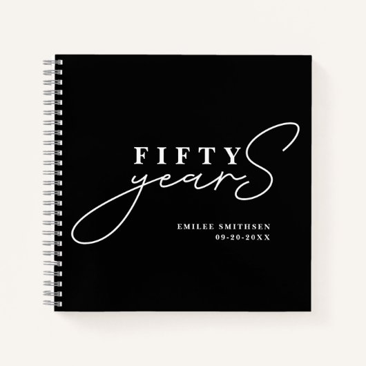 Zwart Wit 50ste Verjaardag / Jubileum Gastboek Notitieboek (Voorkant)