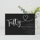 Zwart wit 50ste verjaardag kaart (Staand voorkant)