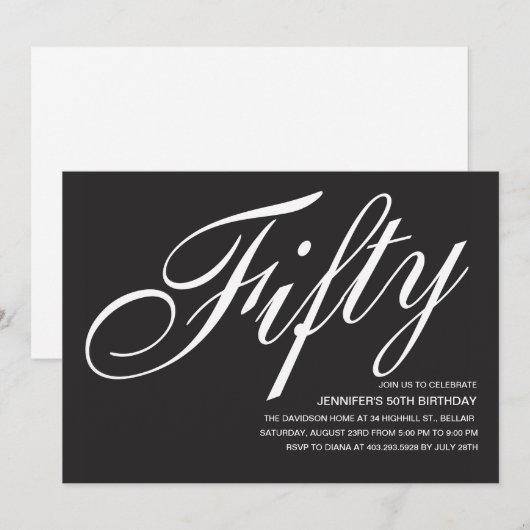 Zwart-wit 50ste verjaardag kaart (Voorkant / Achterkant)
