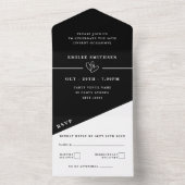 Zwart Wit 50ste Verjaardag of Jubileum All In One Uitnodiging (Binnen)