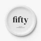 Zwart-wit 50ste verjaardag papieren bordje (Voorkant)