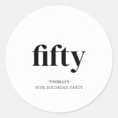 Zwart-wit 50ste verjaardag ronde sticker (Voorkant)