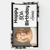 Zwart-wit 50ste verjaardag spandoek (Verticaal)