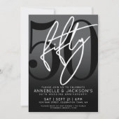 Zwart-Wit 50ste Verjaardagsfeest Kaart (Voorkant)