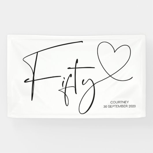 Zwart-wit 50ste vijftigste verjaardag van het Deco Spandoek (Horizontaal)