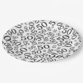 Zwart/wit 50th Birthday Number Pattern Papieren Bordje (Gekanteld)