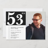 Zwart-wit 53ste verjaardag Uitnodigingen Foto (Voorkant)