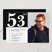 Zwart-wit 53ste verjaardag Uitnodigingen Foto (Voorkant / Achterkant)