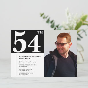 Zwart-wit 54ste verjaardag uitnodigingen foto