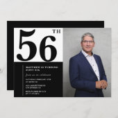 Zwart-wit 56e verjaardag foto kaart (Voorkant / Achterkant)