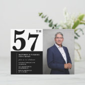 Zwart-wit 57e verjaardag foto kaart (Staand voorkant)