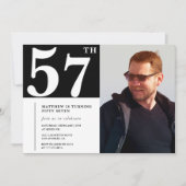 Zwart-wit 57ste verjaardag Uitnodigingen Foto (Voorkant)