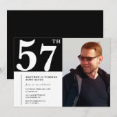 Zwart-wit 57ste verjaardag Uitnodigingen Foto (Voorkant / Achterkant)