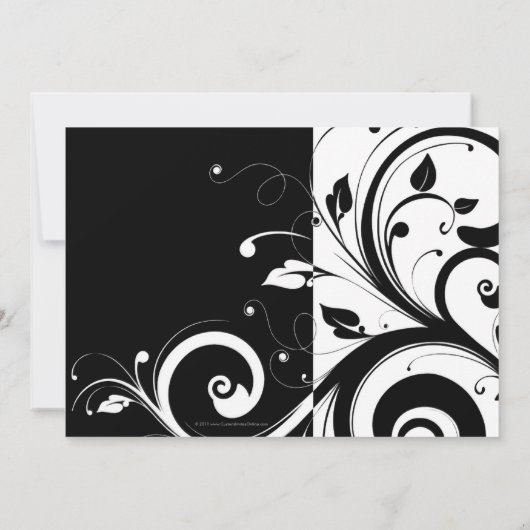 Zwart+Wit 5x7 Omgekeerde Swirl 40 Feestuitnodiging Kaart (Achterkant)
