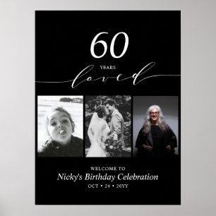 Zwart & Wit 60 Geliefd 60ste Verjaardagsfeest Welk Poster