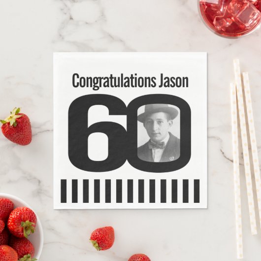Zwart-wit 60e verjaardag foto servetten (Insitu)