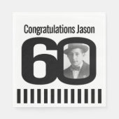Zwart-wit 60e verjaardag foto servetten (Voorkant)