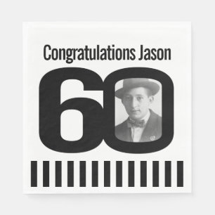 Zwart-wit 60e verjaardag foto servetten