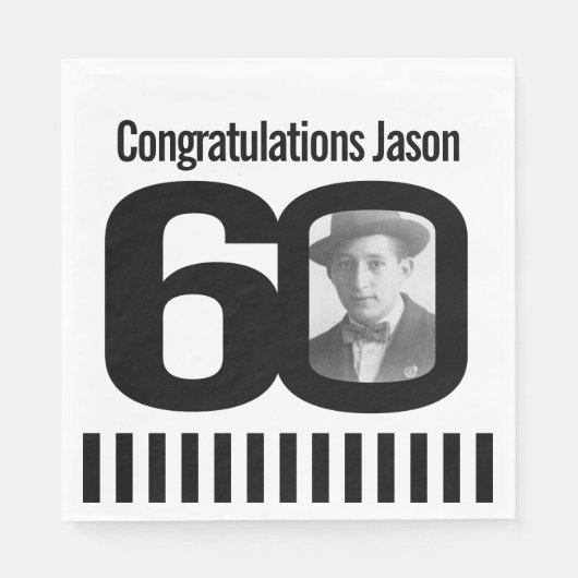 Zwart-wit 60e verjaardag foto servetten (Voorkant)