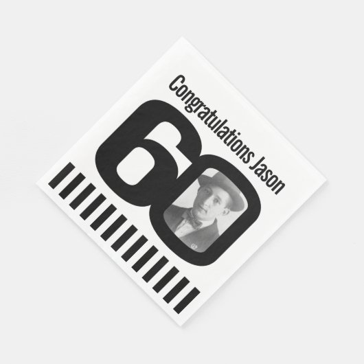 Zwart-wit 60e verjaardag foto servetten (Hoek)
