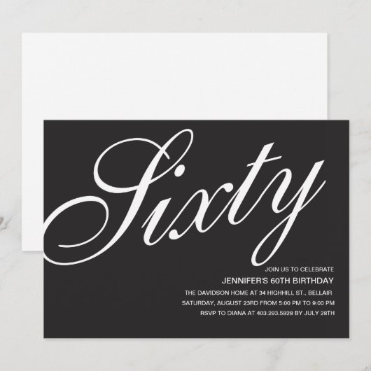 Zwart-wit 60e verjaardag kaart (Voorkant / Achterkant)