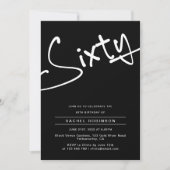 Zwart-wit 60e verjaardagsfeestje voor volwassenen kaart (Voorkant)