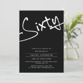 Zwart-wit 60e verjaardagsfeestje voor volwassenen kaart (Staand voorkant)