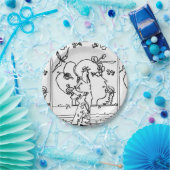 zwart-wit 60s Illustratie Papieren Bordje (Feest)